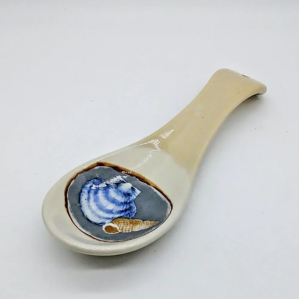 Sea Shell Glazed Ceramic Spoon Rest
